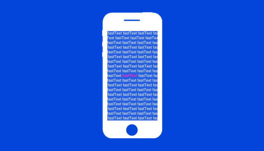 تصویر یک تلفن همراه با آرم fastText فیسبوک.