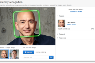 Amazon Rekognition که چهره‌های مشهور را در یک تصویر شناسایی می‌کند